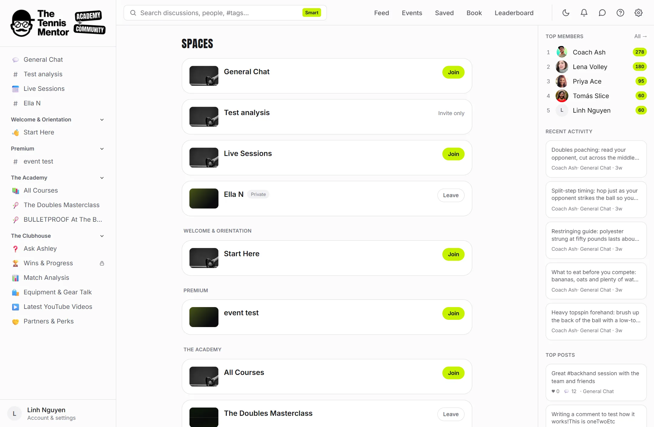 The spaces directory — join, request or unlock
