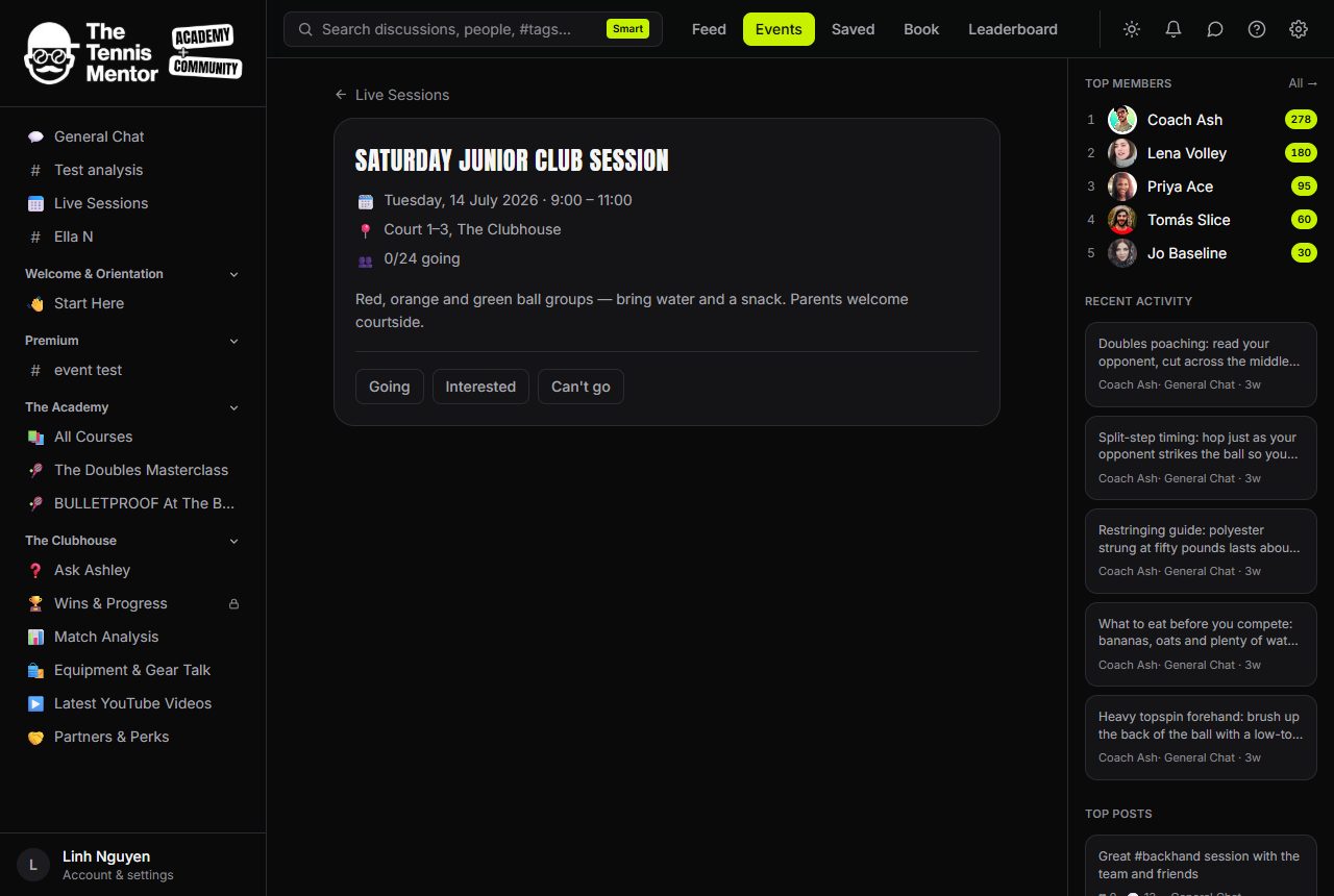 An event page with the details and who's going