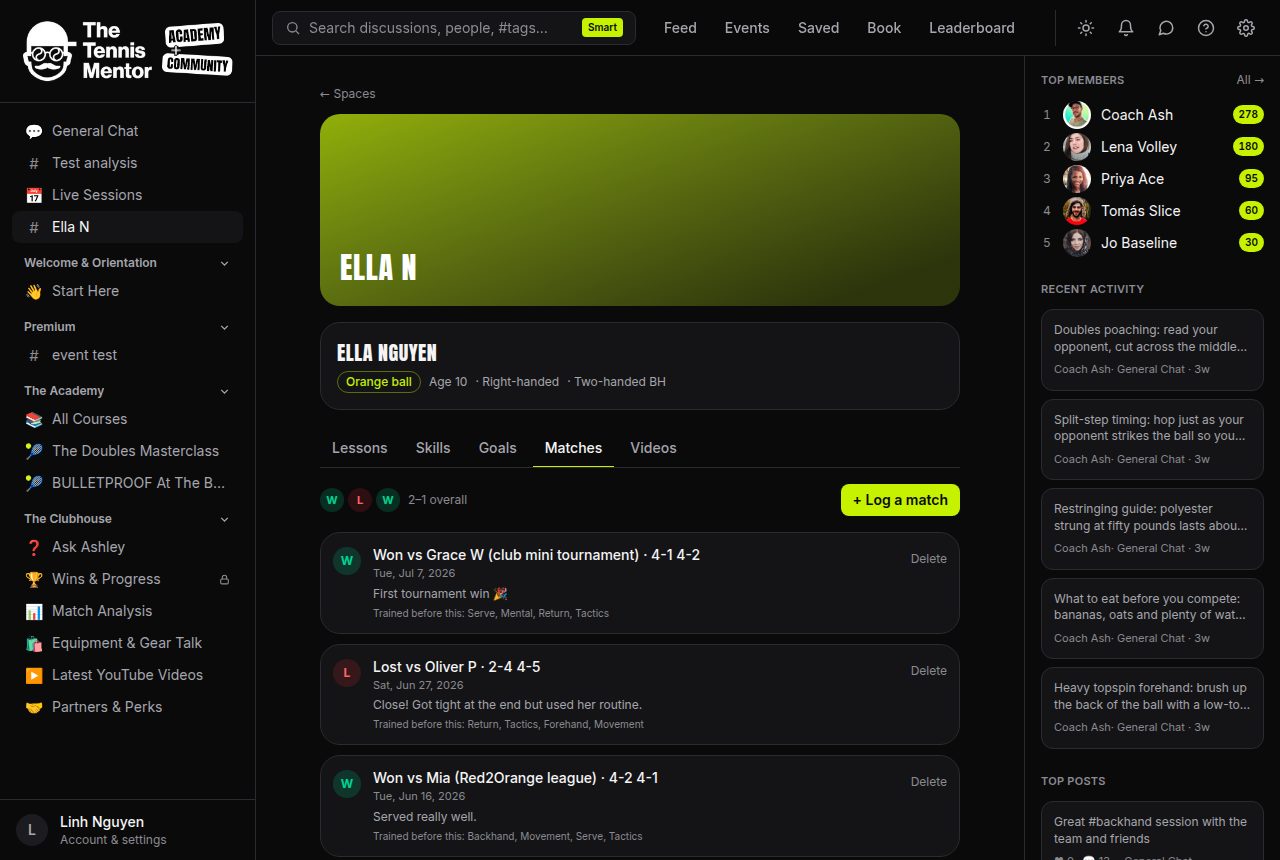 The Matches tab with the form guide
