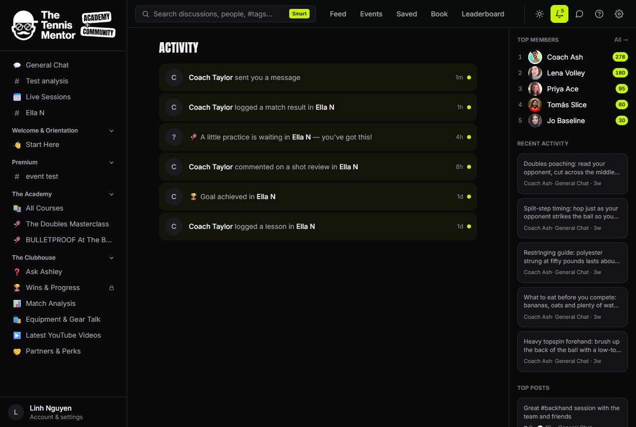 The activity feed
